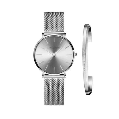 Womens Luxury Watch Stainless Steel Bracelet Set Adjustable Waterproof