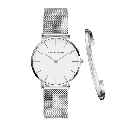 Womens Luxury Watch Stainless Steel Bracelet Set Adjustable Waterproof