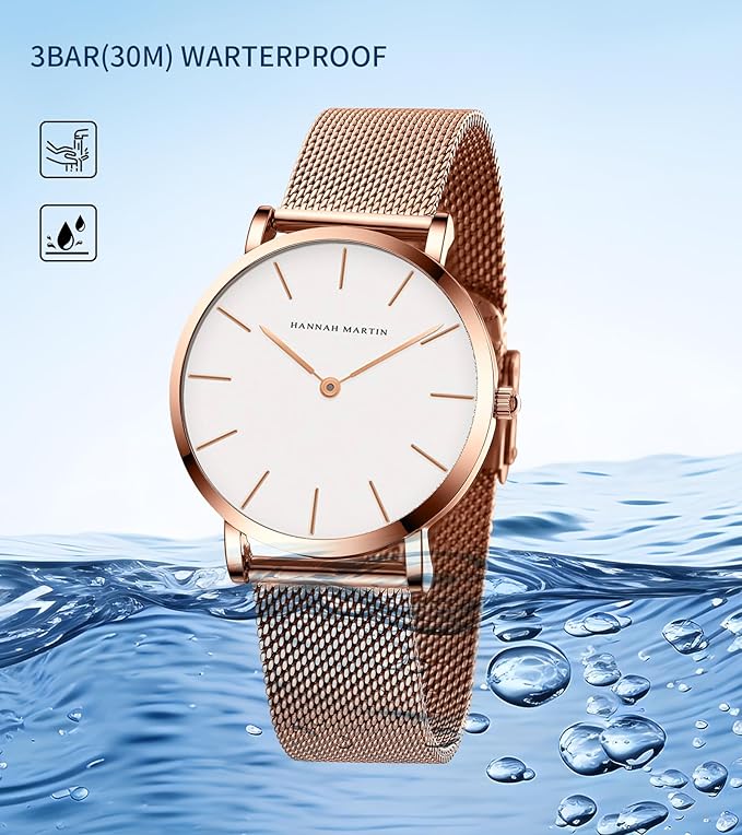 Womens Luxury Watch Stainless Steel Bracelet Set Adjustable Waterproof