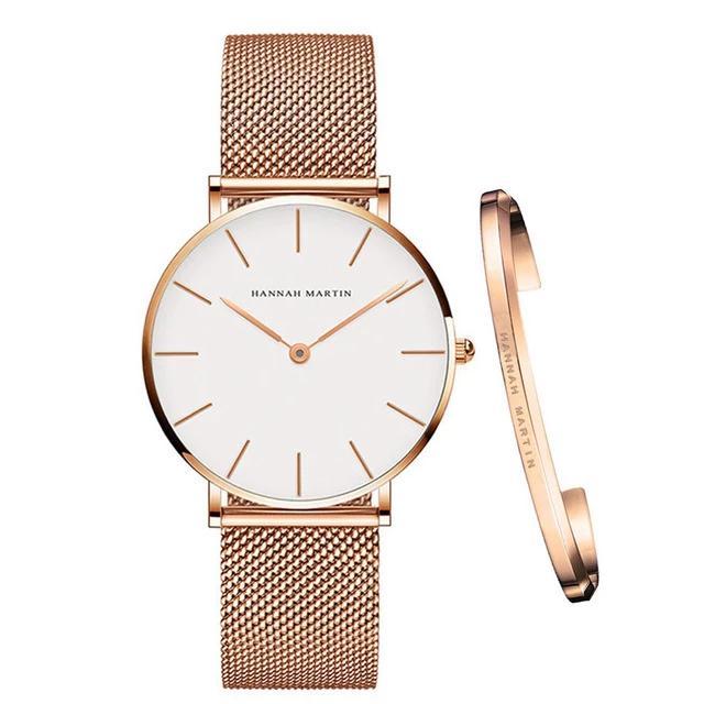 Womens Luxury Watch Stainless Steel Bracelet Set Adjustable Waterproof