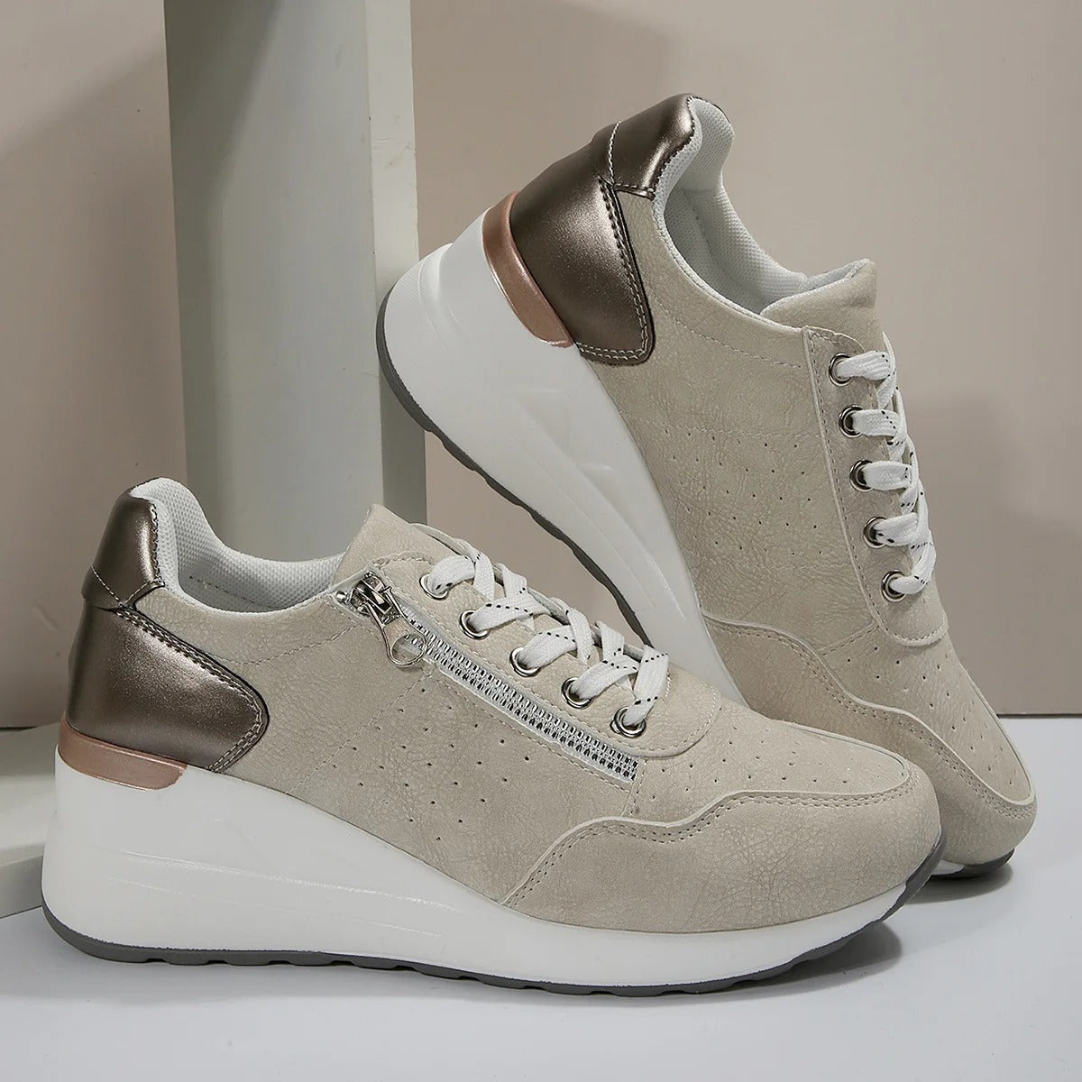 Women's Orthopedic Walking Shoes Breathable Comfort Zip Sneakers