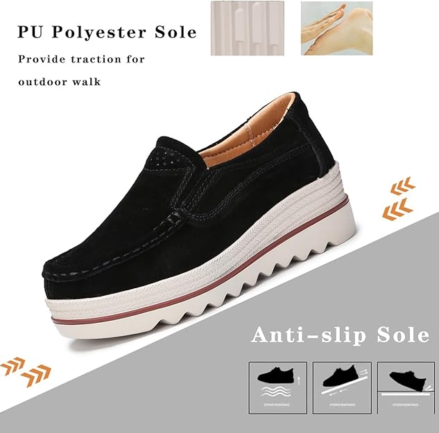 Women's Platform Slip On Shoes Comfortable Casual Loafers