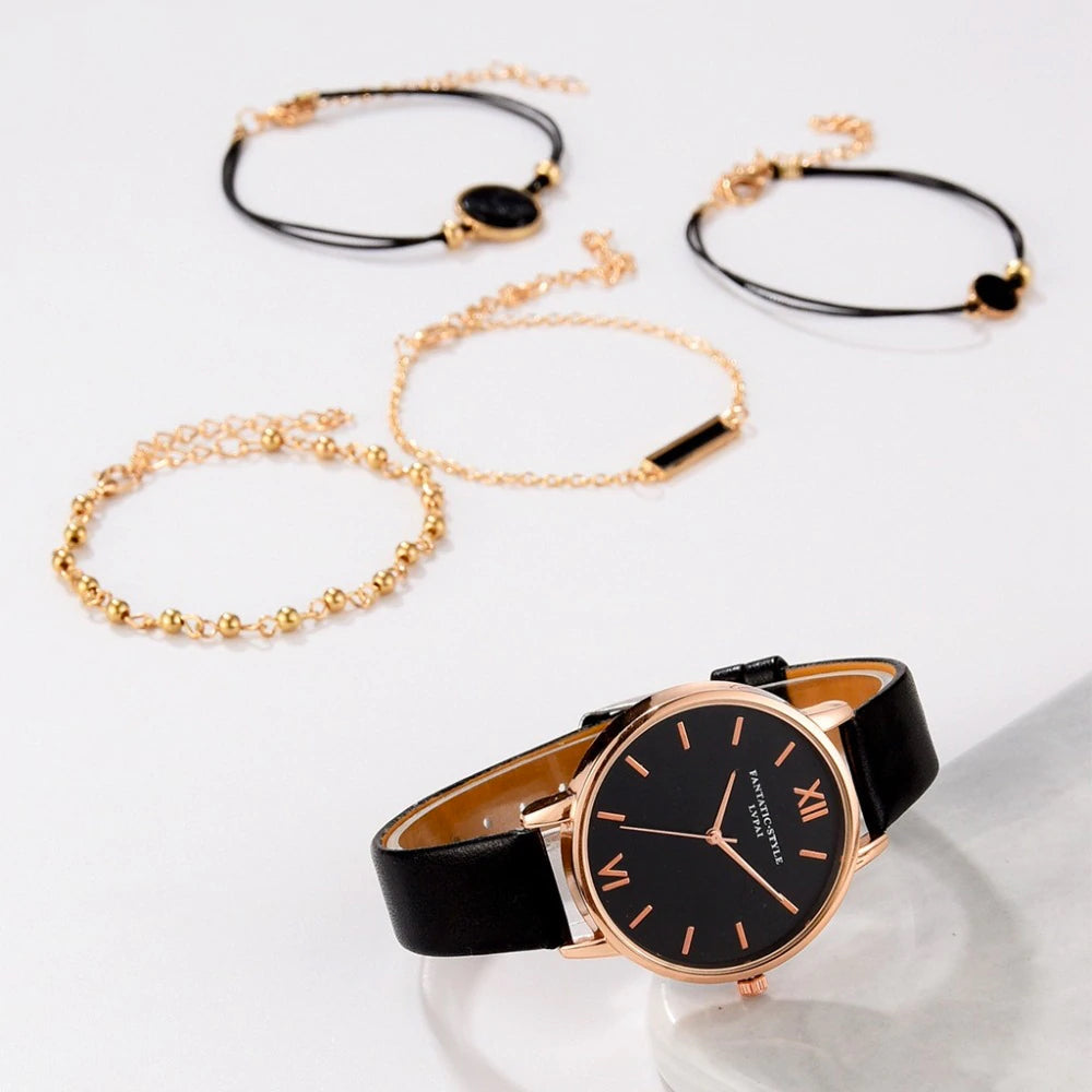 Women's Quartz Watch and Bracelet Gift Set