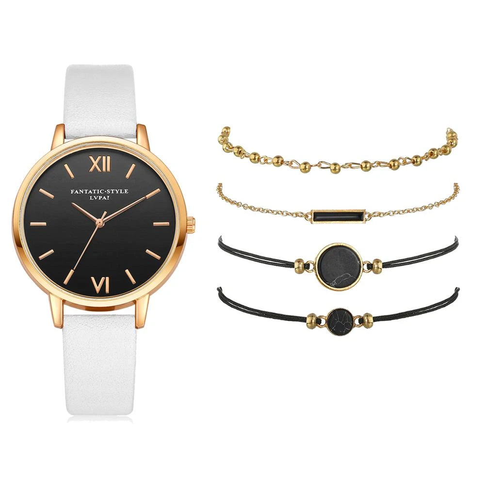 Women's Quartz Watch and Bracelet Gift Set