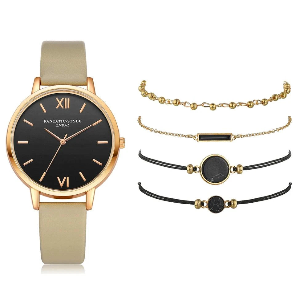 Women's Quartz Watch and Bracelet Gift Set