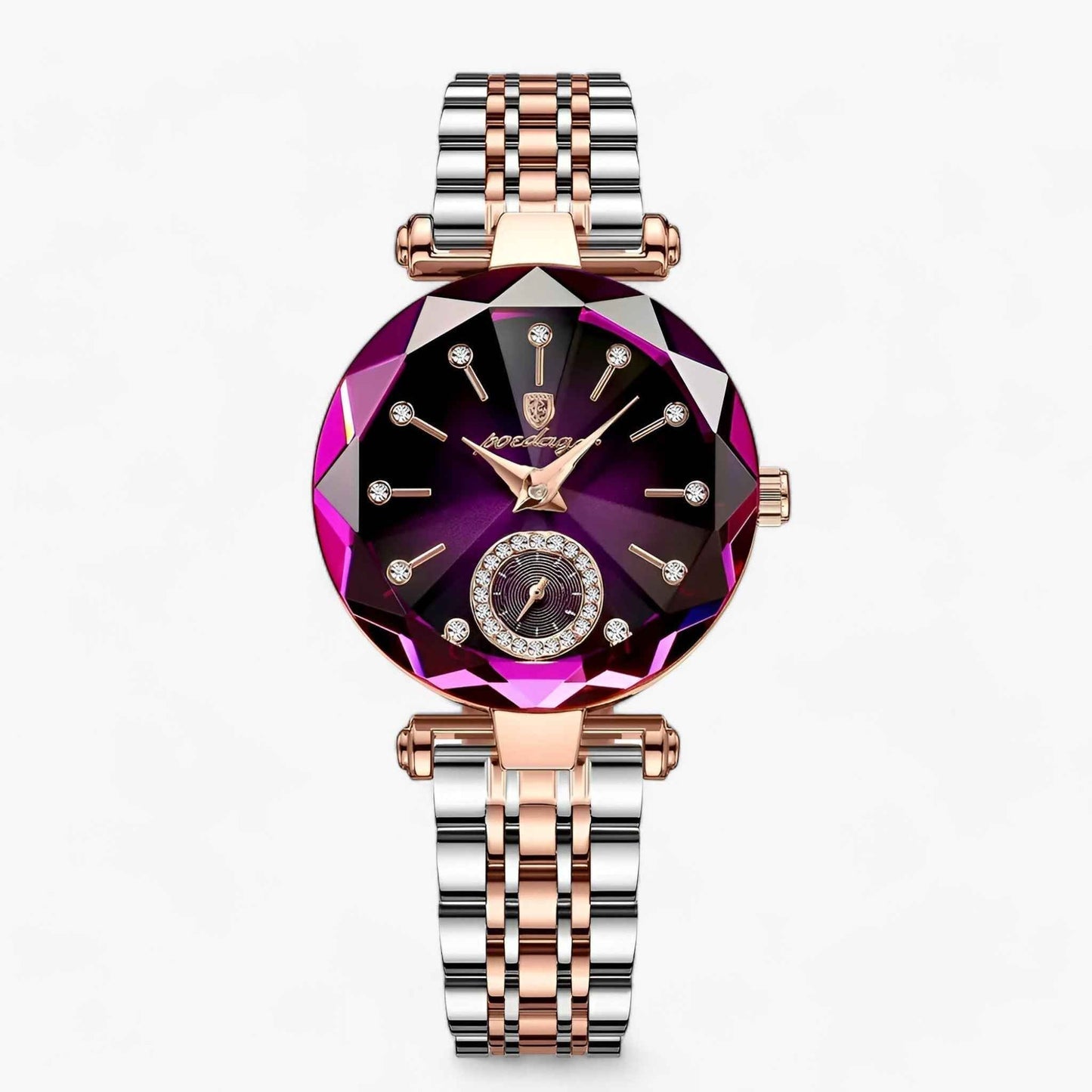Womens Stainless Steel Watch Elegant Waterproof Wristwatch With Diamond Dial Design