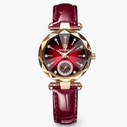 Womens Stainless Steel Watch Elegant Waterproof Wristwatch With Diamond Dial Design