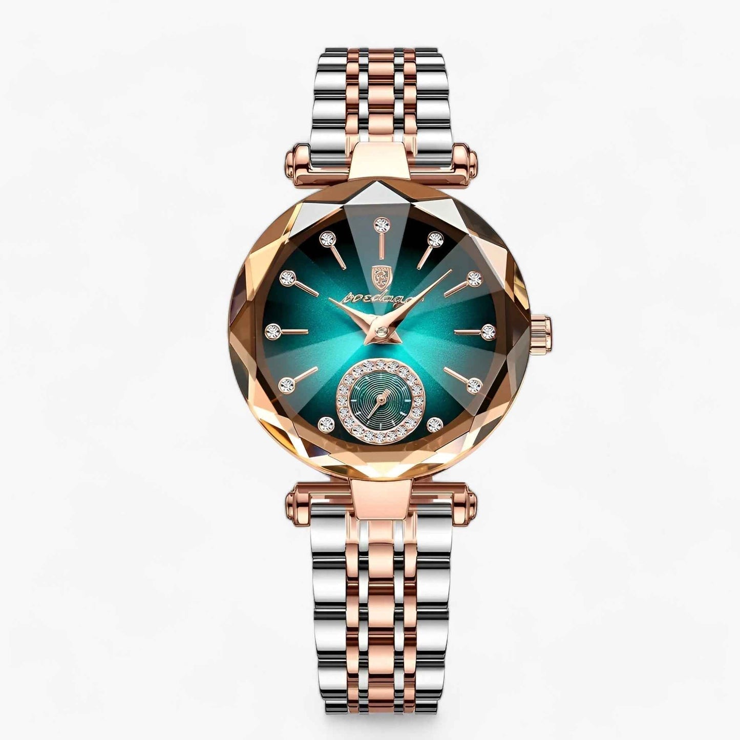 Womens Stainless Steel Watch Elegant Waterproof Wristwatch With Diamond Dial Design