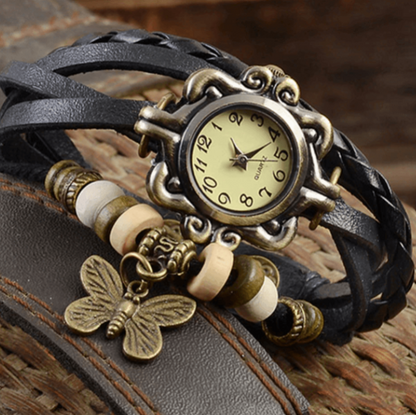 Womens Vintage Bracelet Watch Leather Wrap Boho Quartz