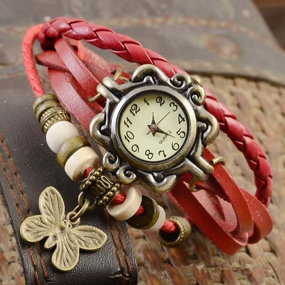 Womens Vintage Bracelet Watch Leather Wrap Boho Quartz
