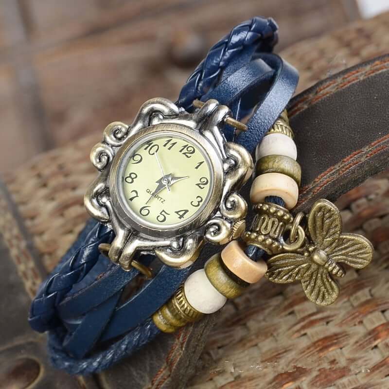 Womens Vintage Bracelet Watch Leather Wrap Boho Quartz