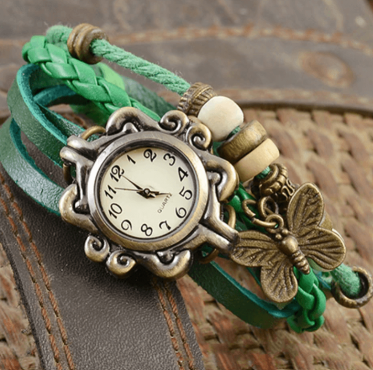 Womens Vintage Bracelet Watch Leather Wrap Boho Quartz