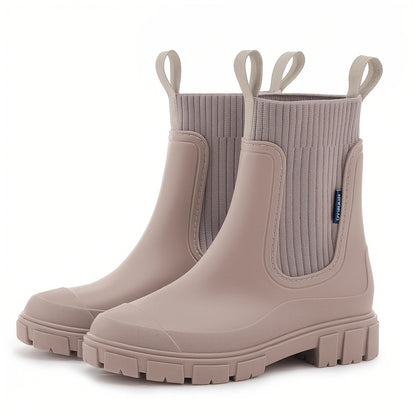Womens Waterproof Rain Boots Platform Sole Outdoor Rubber Boots