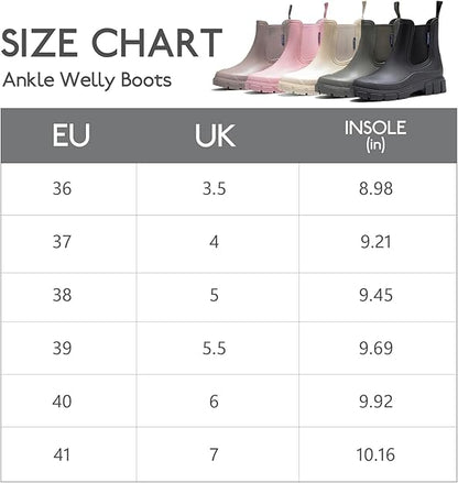 Womens Waterproof Rain Boots Platform Sole Outdoor Rubber Boots