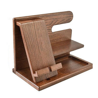 Wooden Phone Docking Station Desk Organizer Stand