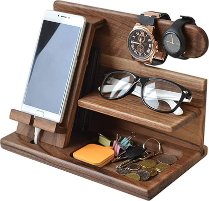 Wooden Phone Docking Station Desk Organizer Stand
